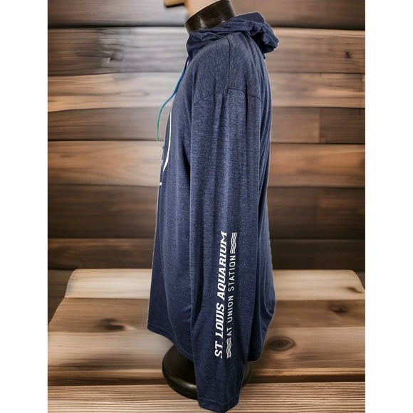 St Louis‎ Aquarium Hoodie Adult 2XL Blue Long Sleeve Lightweight Cotton Blend - Picture 2 of 12